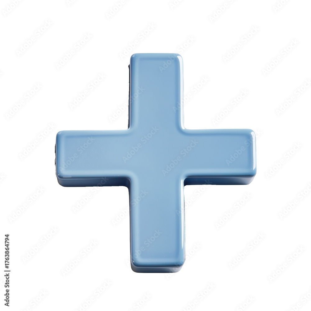 Obraz premium Blue 3D Plus Sign Symbol graphic design isolated on a transparent background