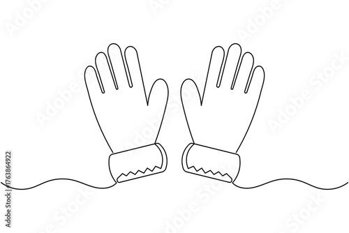 Hand drawn cozy mittens outline illustration for winter fashion and holiday design