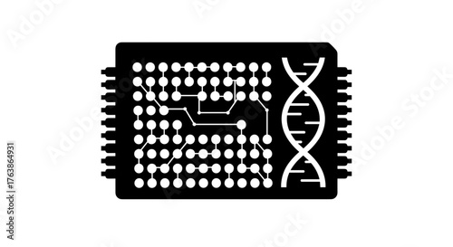 Biochip technology icon with integrated DNA helix symbol.