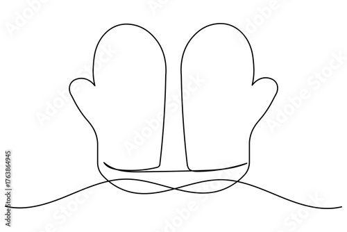 Hand drawn cozy mittens outline illustration for winter fashion and holiday design