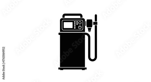 Black and white icon of a fuel pump with a hose and nozzle.