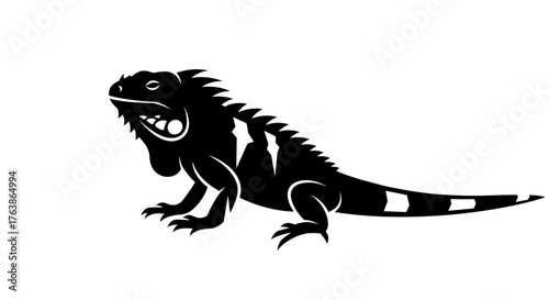 Black Iguana Silhouette Vector Illustration.