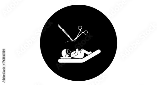 Icon of a newborn baby undergoing a surgical procedure.