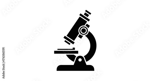 Microscope silhouette icon for science and research.