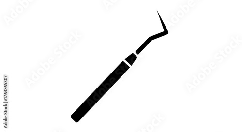 Simple black silhouette icon of a dental probe tool.