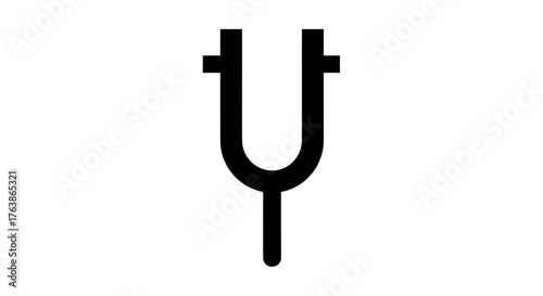 Simple Black Tuning Fork Icon on a Clean White Background.