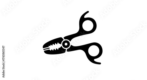 Stylized Black and White Illustration of Pliers.