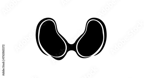 Stylized Thyroid Gland Illustration in Black and White.