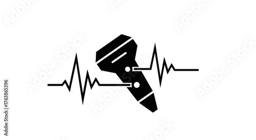 Ultrasound Probe Heartbeat Medical Technology Icon.