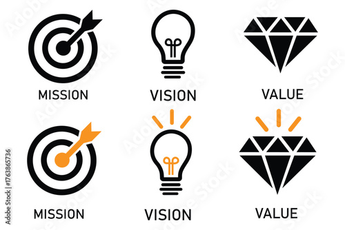 Mission goal vision values icon. Organization mission vision values icon design vector