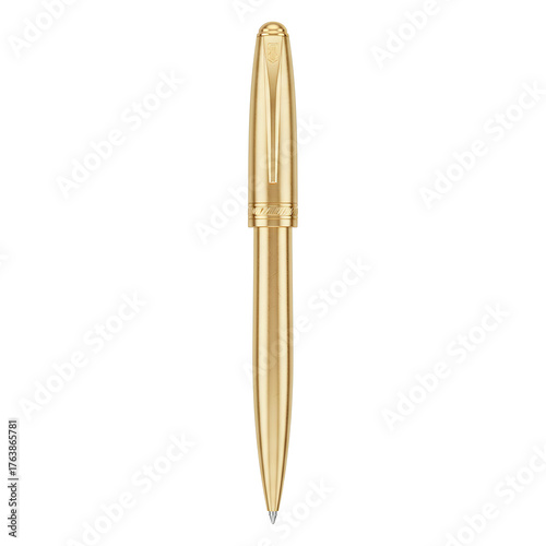 Gold Pen on White Background