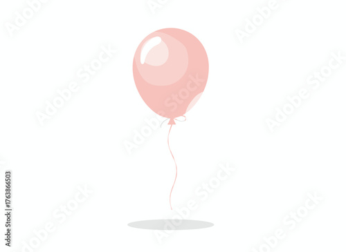 A pink balloon on a white background, part of a Happy Valentine's Day banner, illustrated in vector style, exudes love