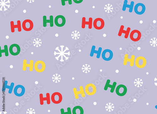 Santa Claus laughing with a seamless background pattern, shouting “Ho Ho Ho” and “Hohoho” in a funny backdrop