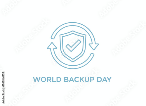 Vector illustration for World Backup Day showcasing cloud technology, business cloud server security, online storage backup, cloud computing, and remote backup services for computer data and storage