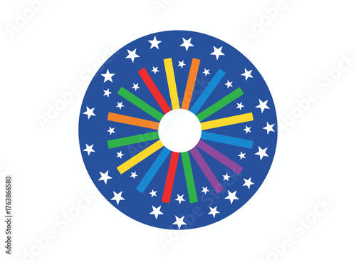 A vibrant rainbow vector illustration featuring a bright, colorful background and trendy, colorful lines