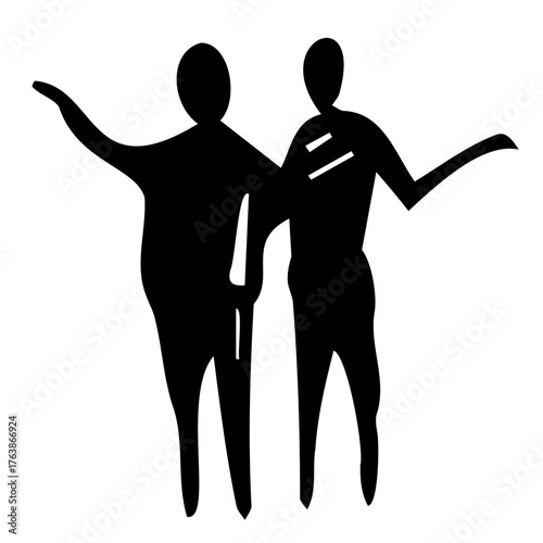 Two shapes of people, two sketchy stylized persons for background design