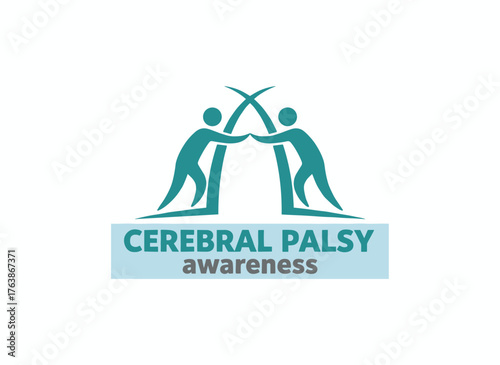 National Cerebral Palsy Awareness Month: Vector illustration of people with Cerebral Palsy
