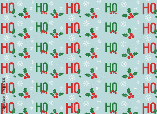A seamless background pattern featuring a laughing Santa Claus, Ho Ho Ho, for a humorous backdrop
