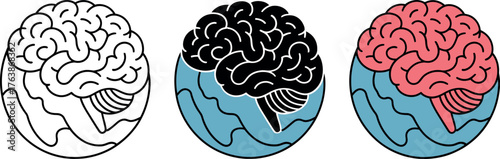Brain hemisphere illustration representing mind power intellect knowledge intelligence cognitive function vector design