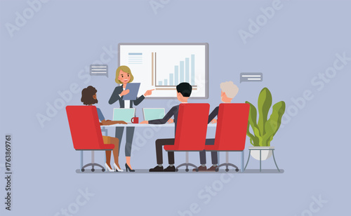Business Client Presentation Scene character vector illustration design.