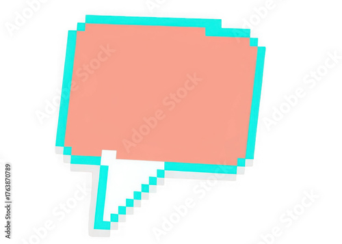 Pixelated speech bubble icon retro digital communication symbol message box isolated on transparent background