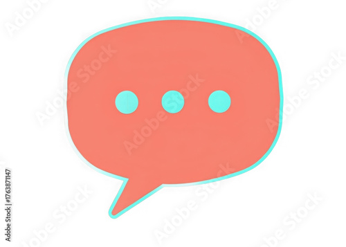 3d speech bubble icon with three dots indicating conversation and messaging communication isolated on transparent background