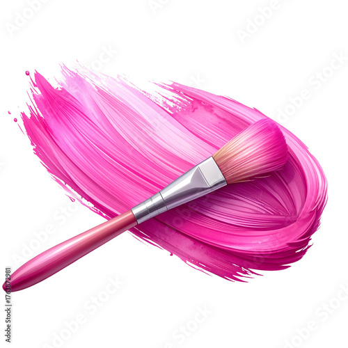  Shiny pink brush isolated on transparent background. pink watercolor png 