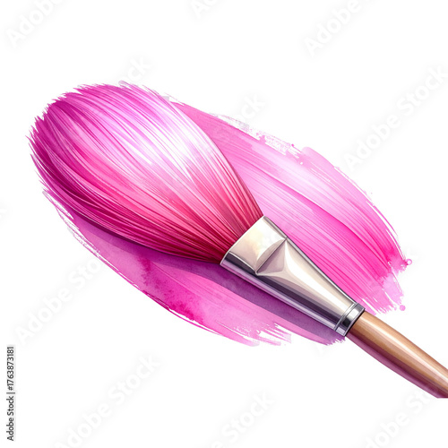 Shiny pink brush isolated on transparent background. pink watercolor png 