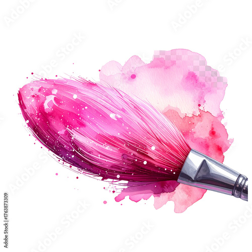 Shiny pink brush isolated on transparent background. pink watercolor png