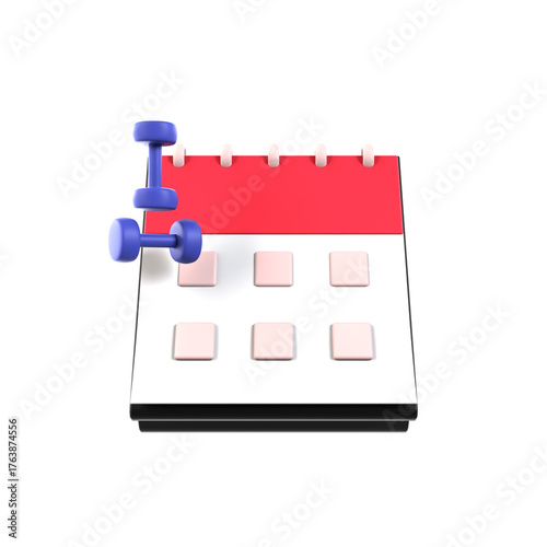 fitness calendar event 3d icon illustration
