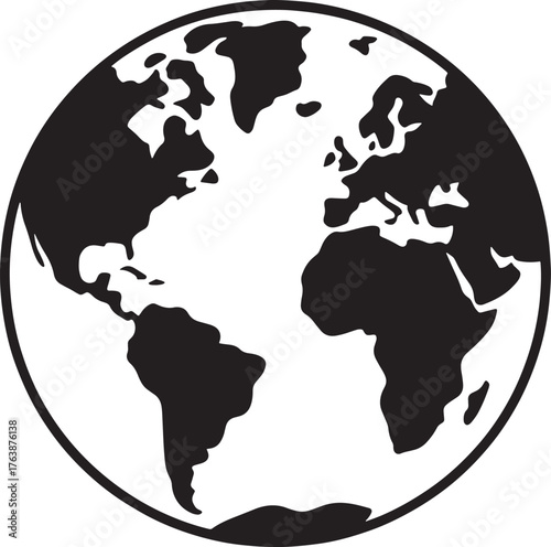 Planet Earth Vector | World Map Silhouette Symbol of Global Connection