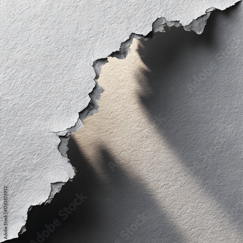 Torn paper revealing shadow of a hand, abstract concept of vulnerability and hidden truths