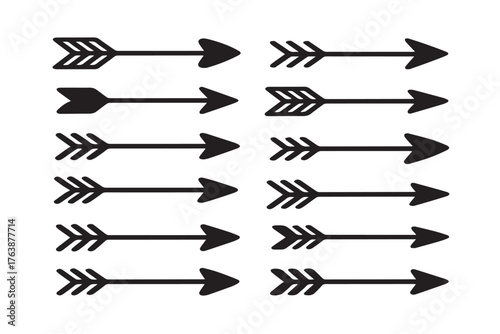 Hand-Drawn Tribal Arrow Icon Set Vector