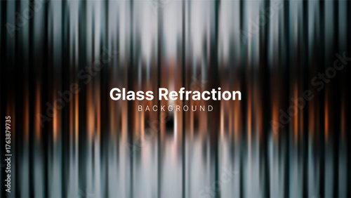 Abstract glass refraction background with vertical blurred light and dark lines. Modern visual effect for banner or digital design.