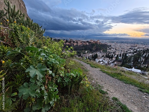 View of the Alhambra from the Albayzin hills. 