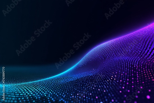 Colorful Digital Wave Design With Bright Dots in a Dark Background