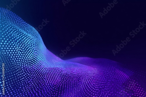 Colorful Digital Wave Design With Bright Dots in a Dark Background