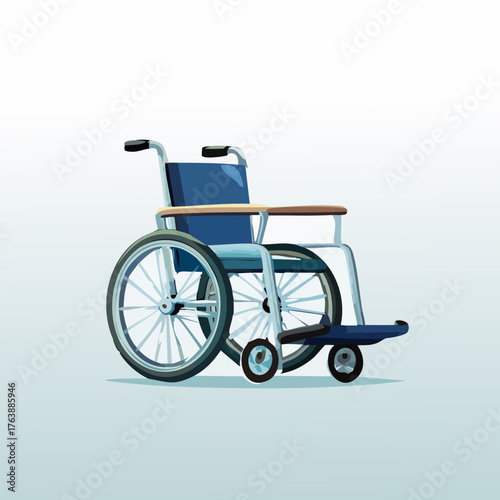 Illustration of a Blue Wheelchair on White Background.