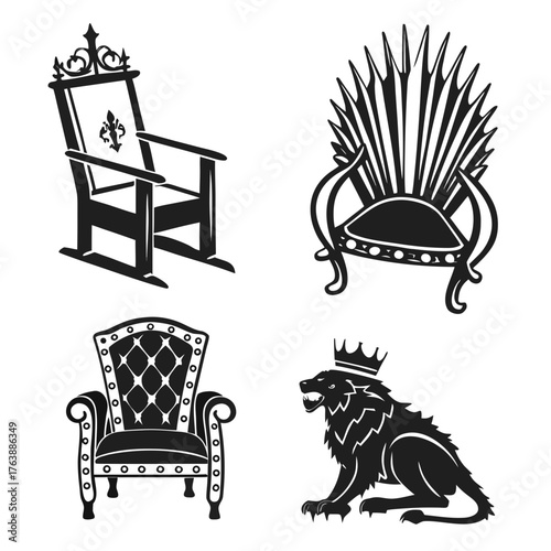 Vector art of collection of royal throne illustrations vector art