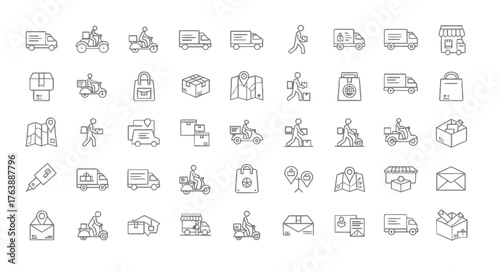 Delivery and logistics service icons set
