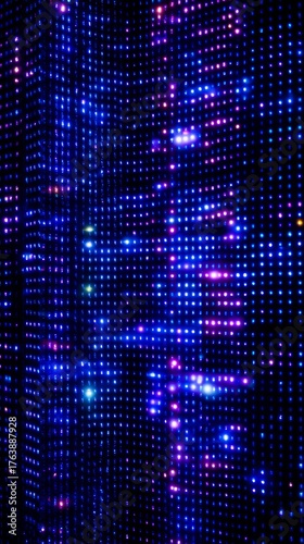 Wallpaper Mural LED display screen with blue and purple illuminated pixels abstract pattern Torontodigital.ca