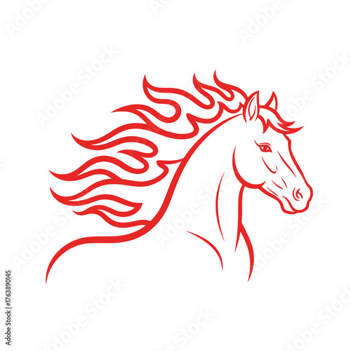 Red Fire Horse vector, symbol of 2026 New Year, Chinese zodiacs. Decoration for holiday season, traditional animal signs. Celebration concept