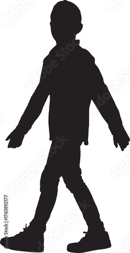 vector, silhouette of a teen walking and looking at camera