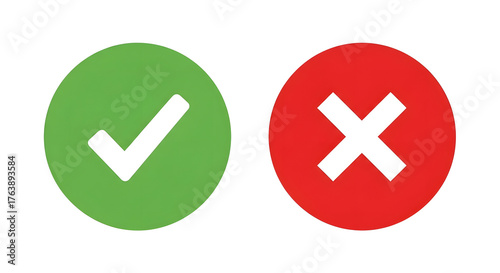 Green checkmark and red X mark symbols representing approval and denial.