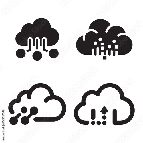 Cloud Computing Icon.  Cloud Storage, Data Network, and Technology Vector Illustration on White Background
