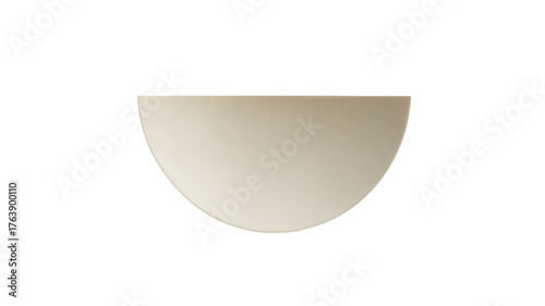 Minimal ceramic wall light fixture in half circle shape, modern interior decoration element for soft ambient illumination on white background

