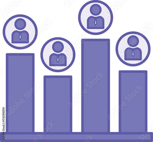 Colored Poll Icon. Vector illustration. Voters' opinions about Candidates. Rating, Forecast of Results. Election concept