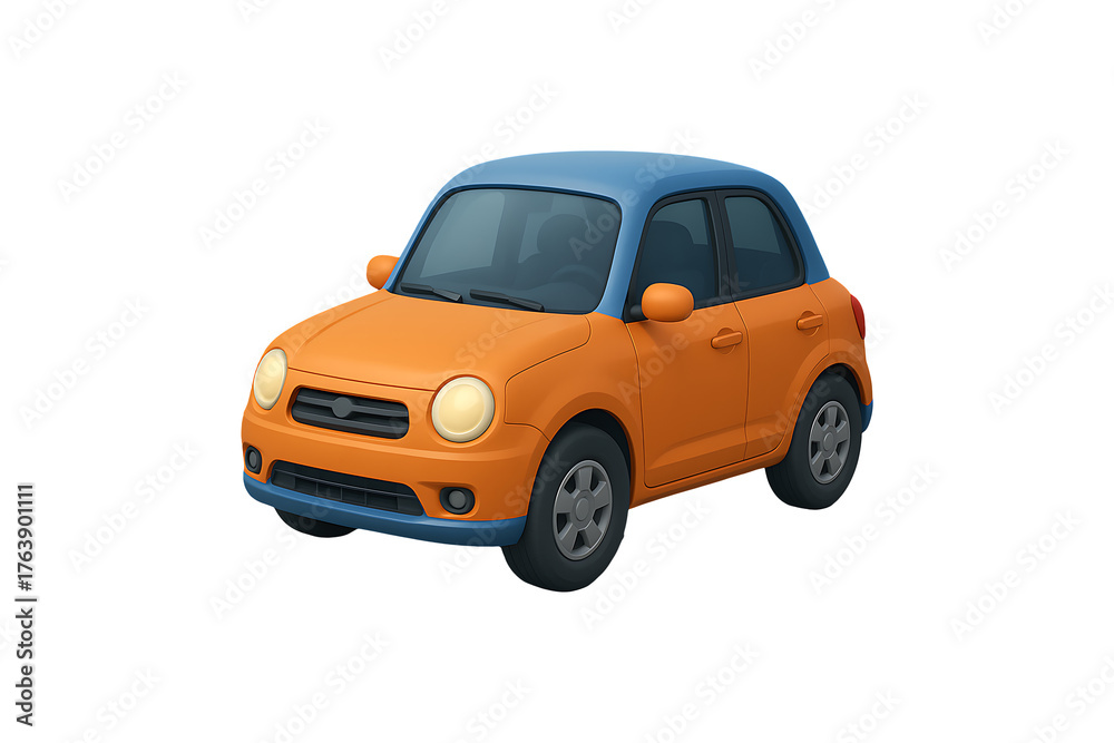 Fototapeta premium 3D Orange and Blue Car Isolated on a Transparent Background