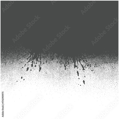 Dark Ink Splatter Transition with Halftone Texture Grunge Background