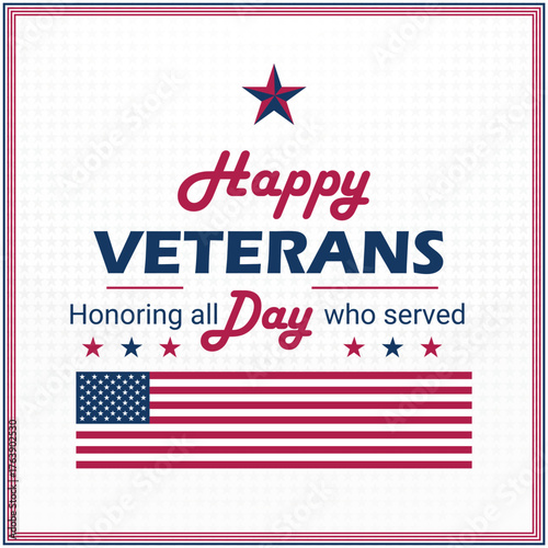 Veterans day banner background with folded flag of United States. November 11 National holiday of the USA. Vector illustration. stock illustration